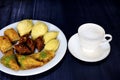 Eastern Turkish sweets baklava and cup of coffee Royalty Free Stock Photo