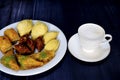 Eastern Turkish sweets baklava and cup of coffee Royalty Free Stock Photo