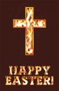 Happy Easter  greeting card. Burning fire cross Royalty Free Stock Photo