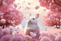 Easterthemed design with a rabbit surrounded by Royalty Free Stock Photo