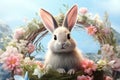 Easterthemed design with a rabbit wearing a