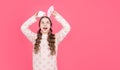 eastertide. ready for party. happy childhood. cheerful bunny kid. copy space. happy easter holiday Royalty Free Stock Photo