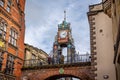 Eastgate clock on City Wall in Chester, Cheshire, UK