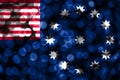 Easton, Pennsylvania abstract blurry bokeh flag. Christmas, New Year and National day concept flag. United States of America