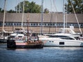 Pirate ship `Sea Gypsy` returns to anchor at Annapolis Marina Royalty Free Stock Photo