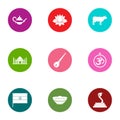 Eastward icons set, flat style Royalty Free Stock Photo