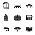 Eastward icons set, simple style Royalty Free Stock Photo