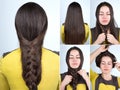 Easy braid hairstyle tutorial Royalty Free Stock Photo