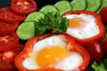 Easy breakfast fried egg and fresh vegetables Royalty Free Stock Photo