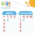 Easy colorful math count and write worksheet practice