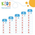Easy colorful math count and write worksheet practice