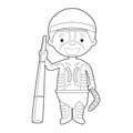 Easy coloring cartoon character from Australia Aboriginal dressed in the traditional way with didgeridoo. Vector Illustration