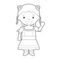 Easy coloring cartoon character from Chile dressed in the traditional way Vector Illustration