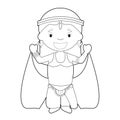 Easy coloring cartoon character from Iraq dressed in the traditional way as a belly dancer. Vector Illustration