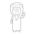 Easy coloring cartoon character from Iraq or Persia dressed in the traditional way Vector Illustration