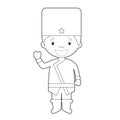 Easy coloring cartoon character from Russia dressed in the traditional way Vector Illustration