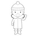 Easy coloring cartoon character from South Pole, Arctic or Antarctica dressed in the traditional way Vector Illustration