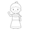 Easy coloring cartoon character from Venezuela dressed in the traditional way Vector Illustration