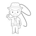 Easy coloring cartoon vector illustration of an adventurer