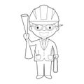 Easy coloring cartoon vector illustration of an architect