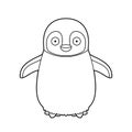 Easy coloring cartoon vector illustration of a baby penguin Royalty Free Stock Photo