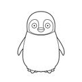 Easy coloring cartoon vector illustration of a baby penguin Royalty Free Stock Photo