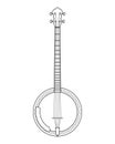 Easy coloring cartoon vector illustration of a banjo isolated on white background Royalty Free Stock Photo