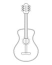 Easy coloring cartoon vector illustration of a Classic guitar isolated on white background Royalty Free Stock Photo