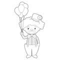 Easy coloring cartoon vector illustration of a clown Royalty Free Stock Photo