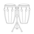 Easy coloring cartoon vector illustration of conga drums isolated on white background