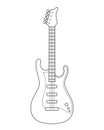 Easy coloring cartoon vector illustration of an Electric guitar isolated on white background Royalty Free Stock Photo