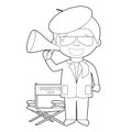 Easy coloring cartoon vector illustration of a filmmaker