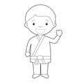 Easy coloring cartoon vector illustration of a karateka