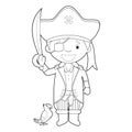 Easy coloring cartoon vector illustration of a pirate