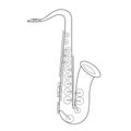 Easy coloring cartoon vector illustration of a saxophone isolated on white background Royalty Free Stock Photo