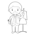 Easy coloring cartoon vector illustration of a tailor