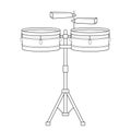 Easy coloring cartoon vector illustration of timbales isolated on white background Royalty Free Stock Photo