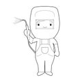 Easy coloring cartoon vector illustration of a welder