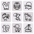 Easy Coloring drawings of animals for little kids. icon set