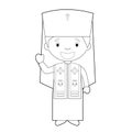 Easy coloring Orthodox Patriarch cartoon character dressed in the traditional way. Vector Illustration