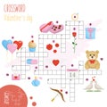 Easy crossword puzzle `Valentine`s day`