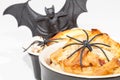 Easy halloween food. Simple muffin cakes decorated with scary sp