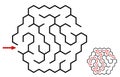 Easy hexagonal vector labyrinth. Children logic game for brain training isolated on white background. Preschool