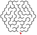 Easy hexagonal vector labyrinth. Children logic game for brain training isolated on white background. Preschool