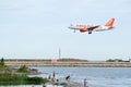 Easy Jet airplane landing Royalty Free Stock Photo