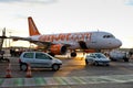 Easy Jet plane stuck on land Royalty Free Stock Photo