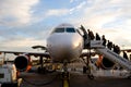 Easy Jet plane stuck on land Royalty Free Stock Photo