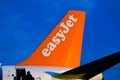 Easy Jet plane tail stuck on land Royalty Free Stock Photo