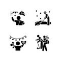 Easy jobs for 16-year-olds black glyph icons set on white space