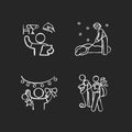 Easy jobs for 16-year-olds chalk white icons set on black background